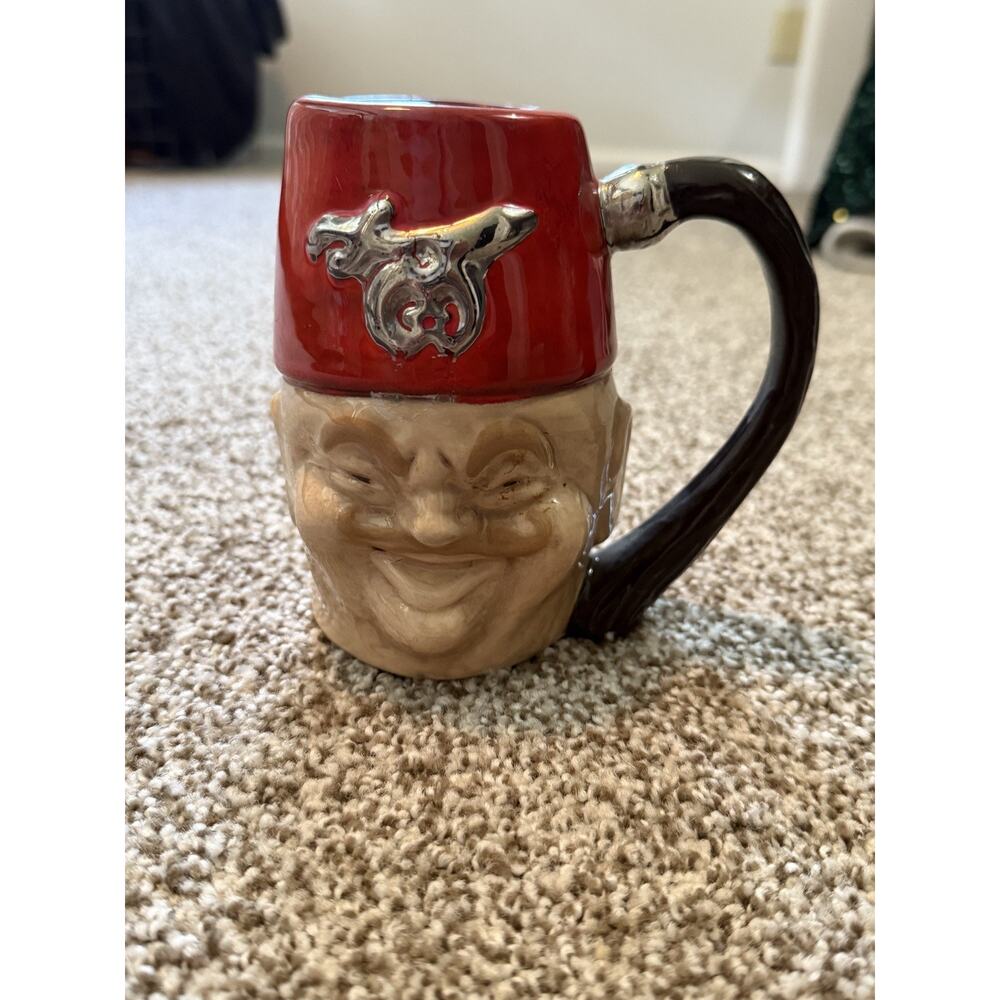 Hand Painted Shriner Masonic Mug Fez Head Face